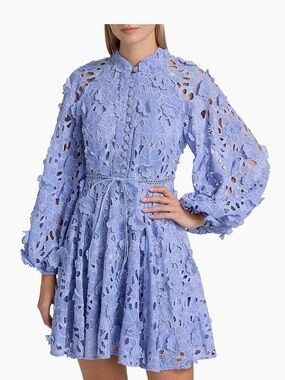 Zimmermann Lilac Cutout Floral Lace Mini Dress